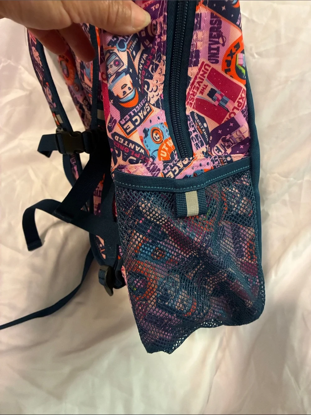 Lego Navy Backpack with Pink and Cream Space Graphic